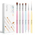MelodySusie Nail Art Brushes Set, 6pcs Design Pen Painting Tools with Extension Gel Brush, Polish Brush for DIY
