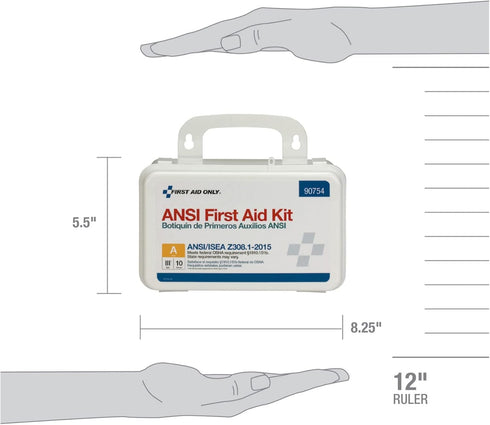 First Aid Only 90754 ANSI A 10-Person Emergency First Aid Kit - 71 Pieces for Home, Work, Travel
