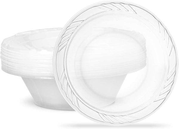 PLASTICPRO 12 Ounce Premium Crystal Clear Disposable Plastic Party Soup Bowls, Pack of 40