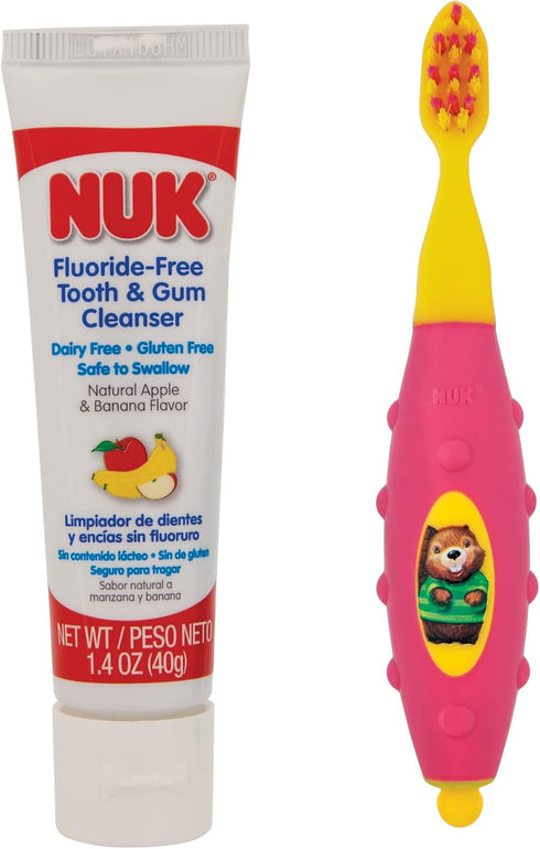 Vary,1 Set NUK Toddler Tooth and Gum Cleanser with Toothpaste, Colors May