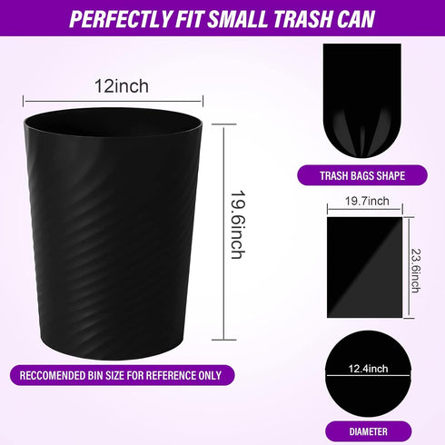 Ryobyo Ultra Thick Black Small Trash Bags, 4 Gallon, Unscented, 180 Counts, Protect Your Privacy for Kitchen Bathroom