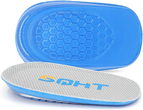 SQHT Heel Lift for Achilles Tendonitis and Leg Length Discrepancy, Shoe Inserts for Men and Women (Blue&Beige, Small)