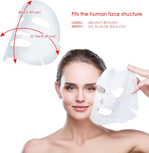 Pure Cotton Facial Mask Paper, Natural Spa Skin Care Pre-cut Facial Sheet Mask (100 Pcs)