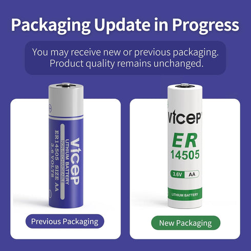 ViCep 6-Pack ER14505 3.6V LS14500 2700mAh AA Lithium Battery Li-SOCL Compatible for Home Security System, Meter Reading