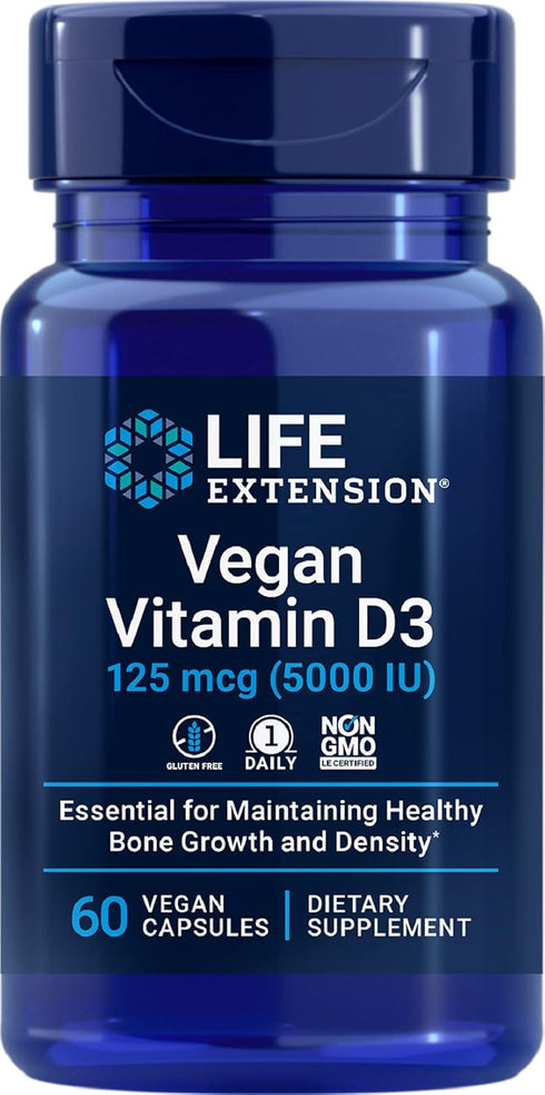 Life Extension Vegan Vitamin D3 - Joint/Bone Health & Immune Support, 60 Count