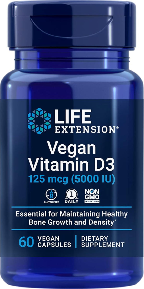 Life Extension Vegan Vitamin D3 - Joint/Bone Health & Immune Support, 60 Count