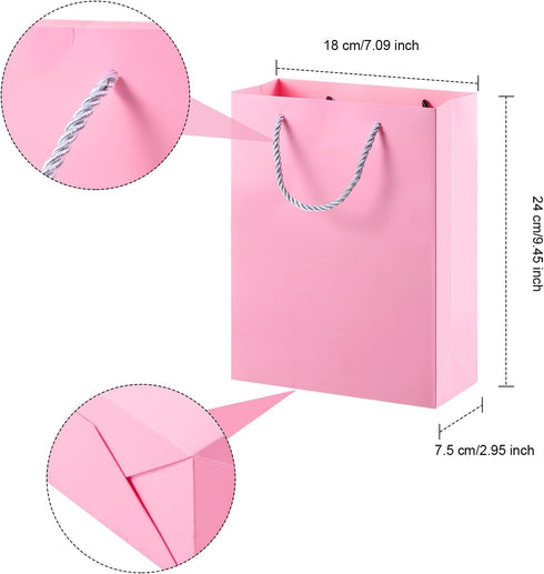 Zonon Back to School Gift Boxes, 9 x 7 x 3'' Luxury Gift Bags with Lid, Ribbon, Greeting Card, Tissue Paper (Pink)