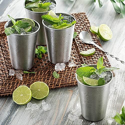 4Pack 6oz Small Stainless Steel Cups, BPA Free Healthy Metal Drinking Glasses for Kids (Silver, 170ml/6oz)