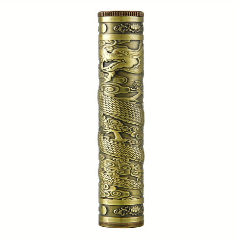 Retro Metal Cigarette Case, Dragon Embossed Portable Airtight Waterproof Holder Case (Bronze Dragon)