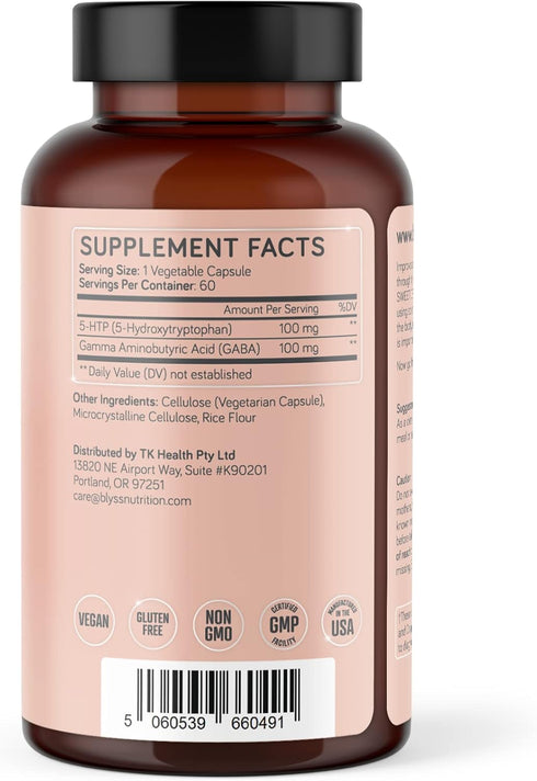 5HTP 100mg with GABA Supplement - GABA for Calm Sleep, Mood Support, Deep Relaxation & Sleep, Pure Vegan Capsules