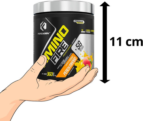 Forzagen Amino Fire, Essential Amino Energy Powder for Pre-Workout, Peach Mango, 40 Servings