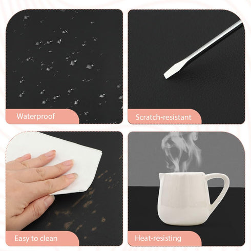 Nail Art Table Mat 23.62x15.75 Inch, Foldable Manicure Pad for Nail Technician, Nail Polish Mat for Salon Home (Black)