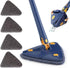 360 Degree Rotatable Adjustable Cleaning Mop, 52.1'' Telescopic Triangular Mop with 4 Replacement Microfiber Pads (Blue)