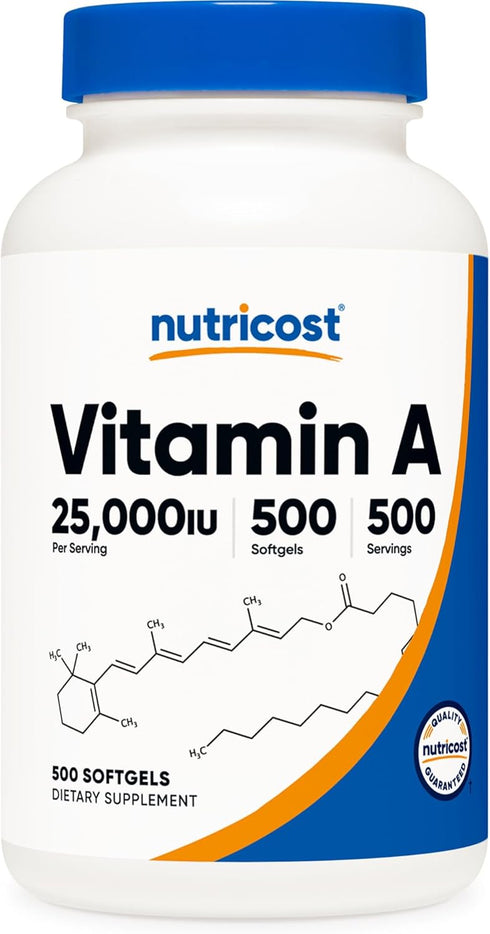 Nutricost Vitamin A, 25000 IU, 500 Softgels, Non-GMO, Gluten Free