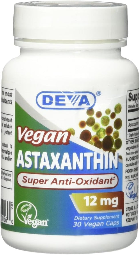 Deva Nutrition Vegan Astaxanthin Veg Capsules, 12 mg - 30 Count