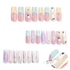 Long French Tip Press on Nails, 3D Pearl Fake Nails, Colorful Full Cover Acrylic Nails, Glossy Extra Long Stick on