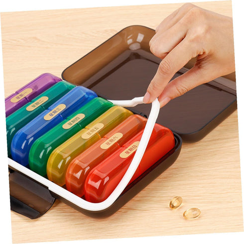 STAHAD 7-Day Weekly Pill Organizer Case Portable Medicine Holder with Color-Coded Compartments Travel Pill Organizer