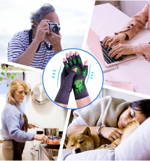 Donfri 2 Pairs Fingerless Arthritis Compression Gloves for Pain Relief, Anti-Slip, for Women and Men, S Size