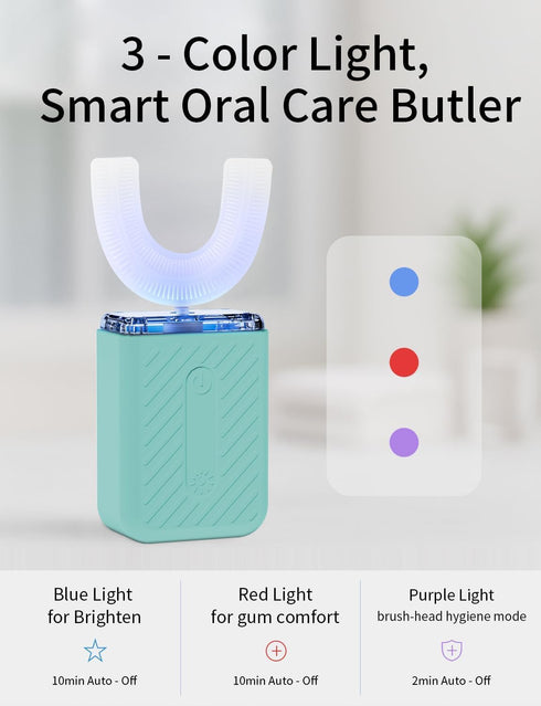 WILDWELLO 48,000 4 60-Second U-Shaped Electric Toothbrush, VPM, Modes, Clean, Magnetic Contact Charging
