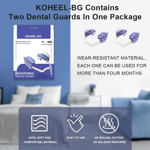 KOHEEL Mouth Guard for Teeth Grinding, Adjustable Dental Guard to Stop Bruxism, Night Guard, 2 Count, Medium