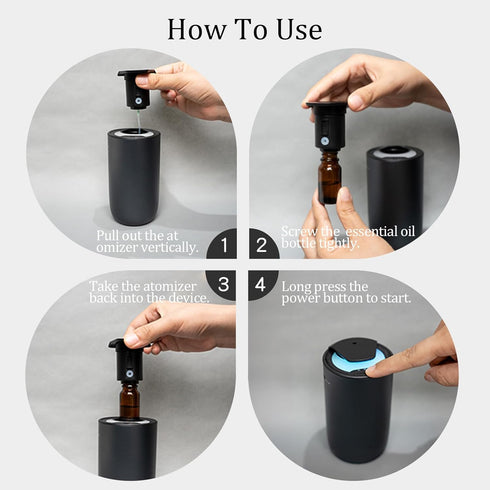 Oscentpro 3 Waterless Car Essential Oil Diffuser, Premium Aluminum Alloy Cold-Air Atomizing Scent Machine Aromatherapy