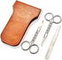 Professional Stainless Steel Facial Hair Scissors & Tweezers Set for Men, Moustache, Beard, Eyebrows