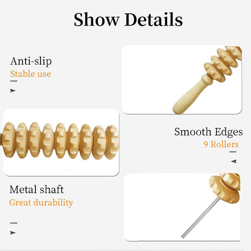 Wood Therapy Massage Tools Manual Massage Roller Stick for Body Sculpting, Maderoterapia Kit- Cellulite Massager