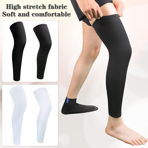 JEFHOMKIT 2Pairs Leg Sleeves,Full Leg Compression Sleeve,Compression Long Knee Sleeve,Sports Compression UV Long Leg