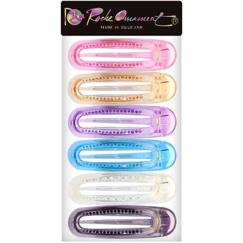 RC ROCHE ORNAMENT 6 Pcs Women's French Barrette Classic Duckbill Alligator Hair Decor Clips Medium Transparent