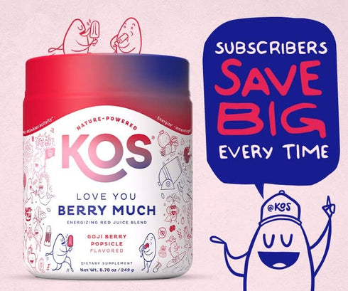 KOS Reds Superfood Powder for Antioxidants, USDA Organic Beet Root, Goji Berries, Acai, Pomegranate, 28 Servings