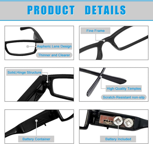 Led Readers for Men Women, Reading Glasses with Light, Magnifying Glasses for Nighttime Reader