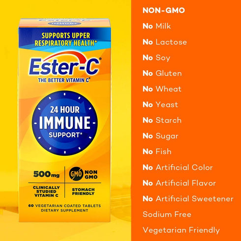 Ester-C Vitamin C Tablets, 500mg, 60-Count, Unflavored (Packaging May Vary)