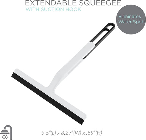 Bath Bliss Chrome Extendable Suction Hook Squeegee