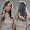 Kercisbeauty Wedding Bridal Lace Veil with Hair Comb, Double Layer Appliques Edge, Ivory