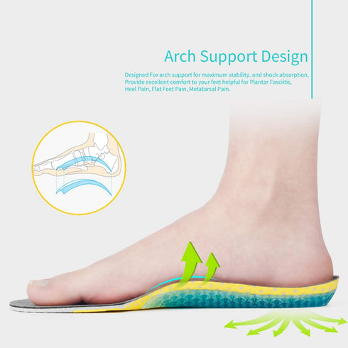 Kids Running Gel Insoles, Shock Absorbing Arch Support Silicone Material, Big Kid US 3.5-4