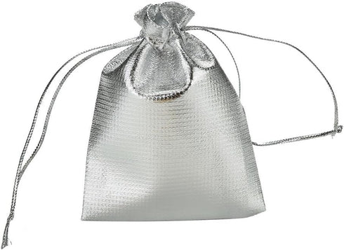 Wudygirl 100 PCS Drawstring Satin Bags Mixed Gold Silver, 3.54X4.72 inches for Jewelry Wedding Party