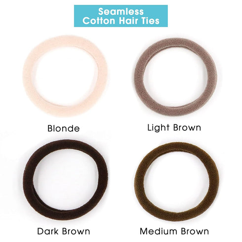 HOYOLS 50 Pcs Soft Elastic Hair Ties, Espresso - Large Nylon Fabric Ponytail Holder Bands for Thick Curly Hair