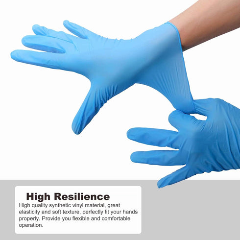 Disposable Gloves Medium, Nitrile and Vinyl Blend Material Gloves, Latex Free, 4 Mil,100 Pc. Food Grade Gloves for Cleaning, Food Prep, Hair Dye, Tattoo, Blue