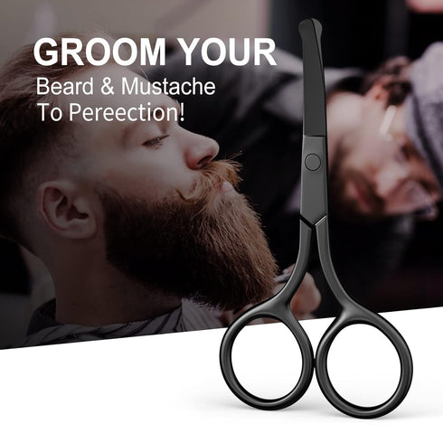 Professional Grooming Scissors for Hair, Eyelashes, Nose, Eyebrow Trimming, Mustache - Upgraded Small Round Tip Scissors