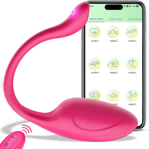 Pink Fun App Controlled Wearable Vibrator for Couples, Bluetooth Remote Control Butterfly Vibrator with