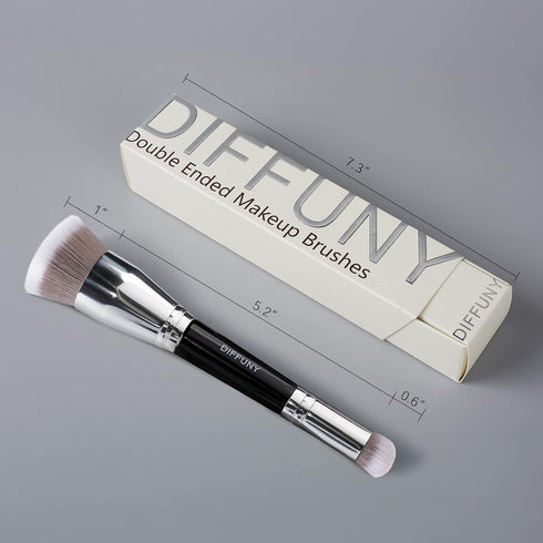 Large Double Ended Makeup Brushes, Foundation & Concealer Brush, Flat Top Kabuki for Liquid, Cream, Blending