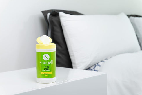 CPAP Mask Wipes by Snugell, 2-Canister, 110 Count, Citrus Scent, 100% Soft Cotton, Skin Safe with Aloe Vera