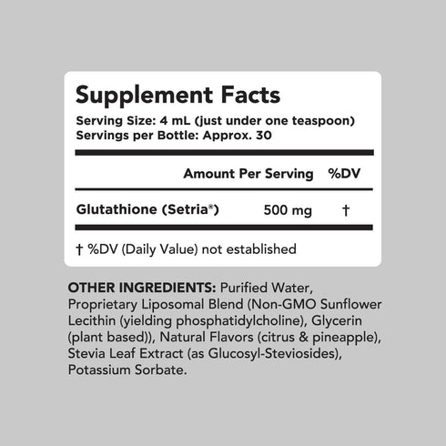 AMANDEAN Liposomal Glutathione Supplement, Liquid Reduced Setria 500mg, Immune Support