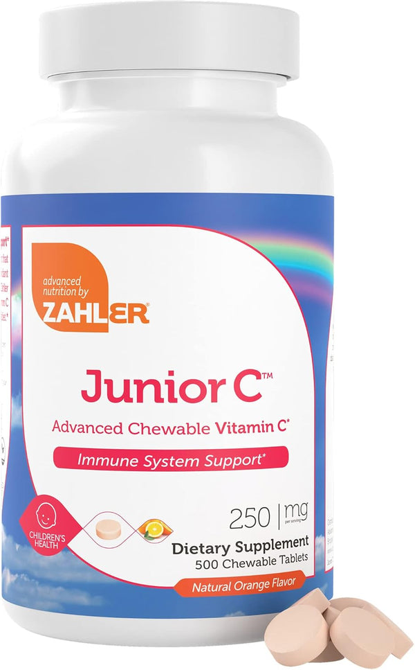 Zahler Junior C Advanced Chewable Vitamin C for Kids - Immune Support in Delicious Orange Flavor, 500 Count