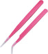 Hotop 2 Pieces Straight and Curved Tip Tweezers, Stainless Steel Eyelash Extension Application Tools