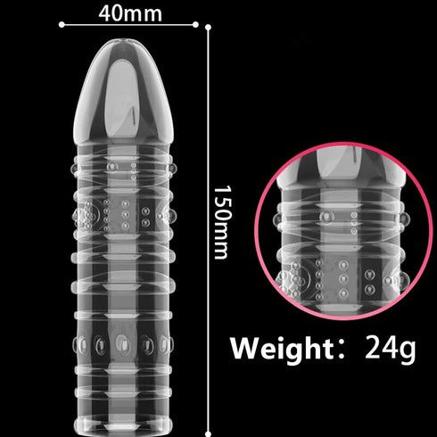Sponver 4 DesignsPack 4 Threaded Condom Male Condom Adult Lock Crystal Sleeve of Transparent