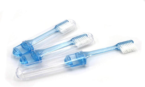 FRESHMINT 100 Pack Travel Toothbrush - 2-Piece Individually Wrapped, Collapsible Toothbrush, Soft Nylon Bristles