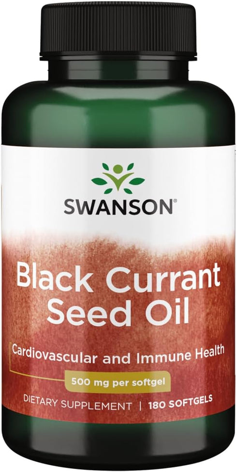 Swanson Black Currant Seed Oil - Herbal Supplement for Immune System & Heart Health Support - (180 Softgels, 500mg Each)