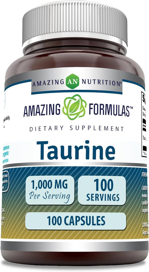 Amazing Formulas Taurine Supplement 1000 mg 100 Capsules | Non-GMO & Gluten-Free