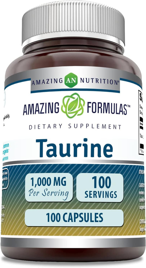 Amazing Formulas Taurine Supplement 1000 mg 100 Capsules | Non-GMO & Gluten-Free
